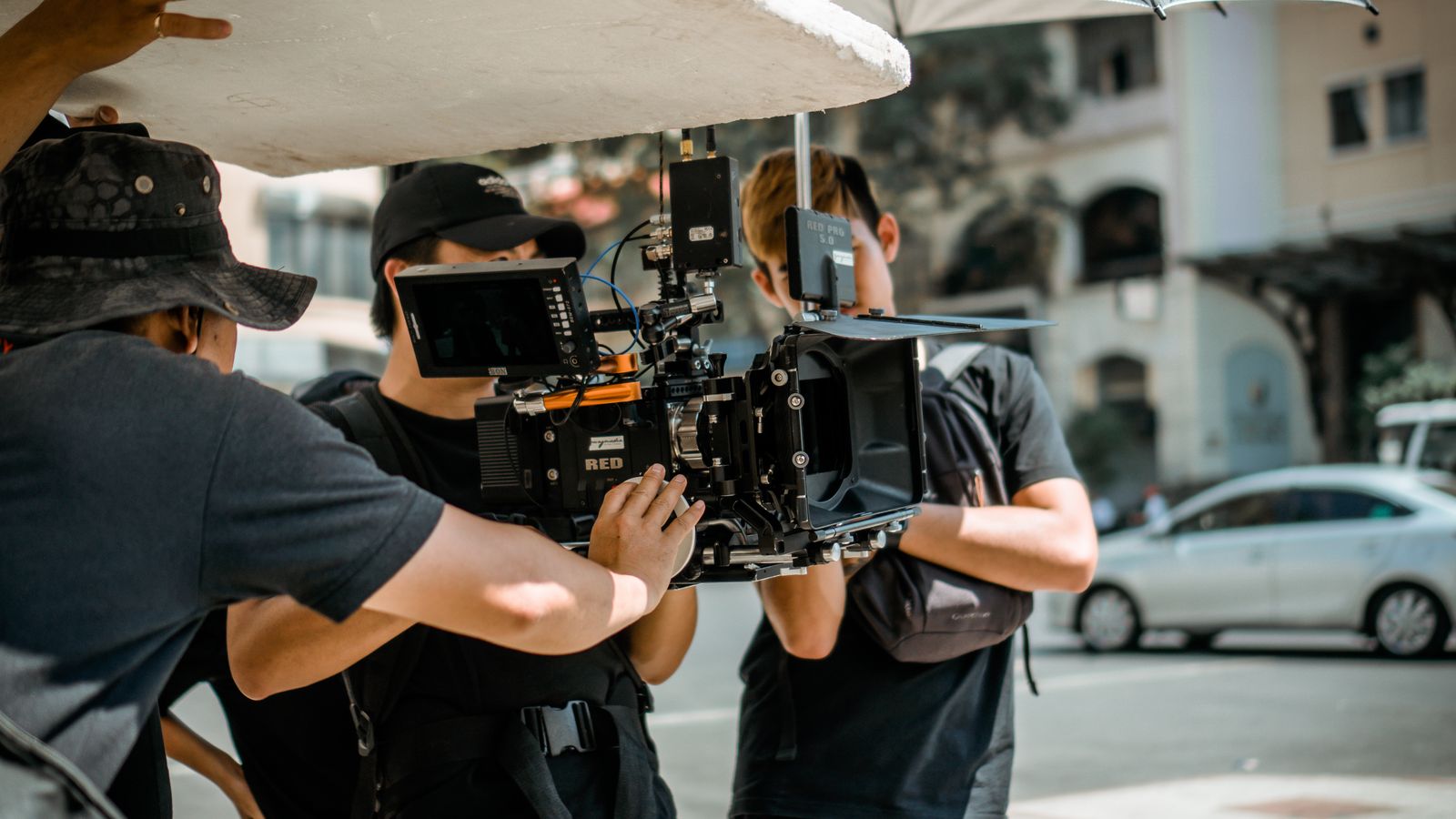 Broadcast camera crew on location
