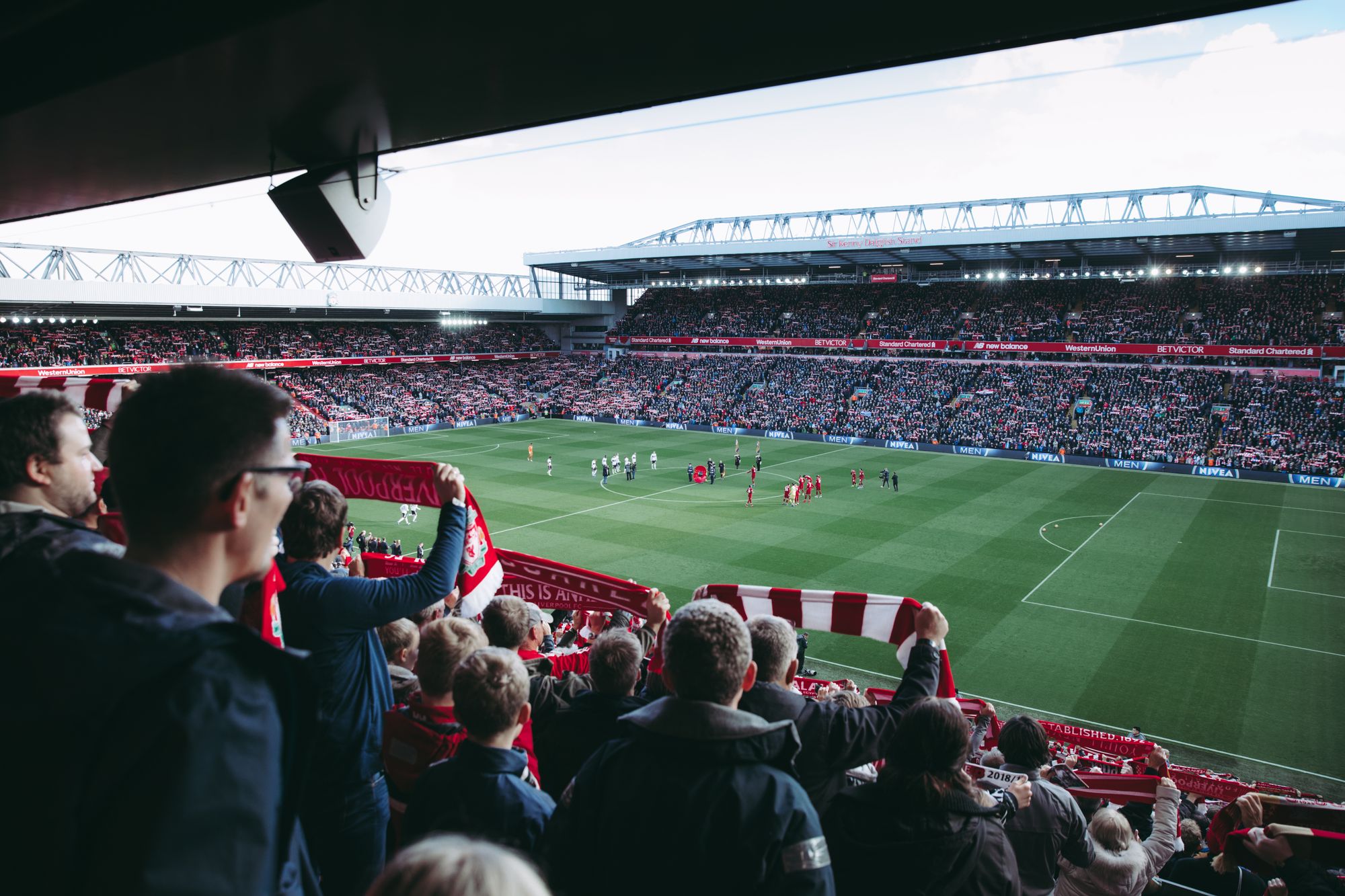 Stadium stand under floodlights (temporary imagery)